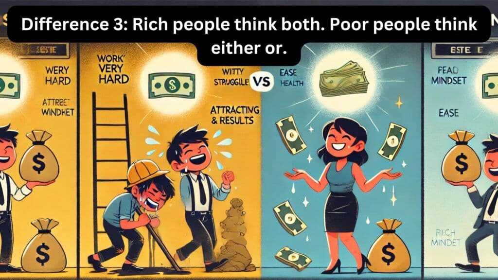 Difference 3: Rich people think both. Poor people think either or.