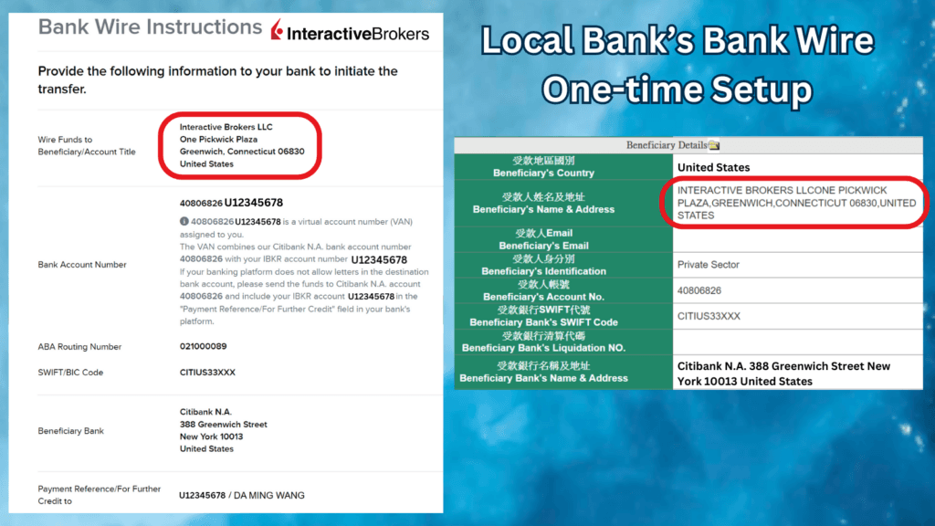 Initiate the deposit from your local bank with a first-time one-time setup 2