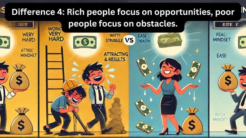 Difference 4: Rich people focus on opportunities, poor people focus on obstacles.