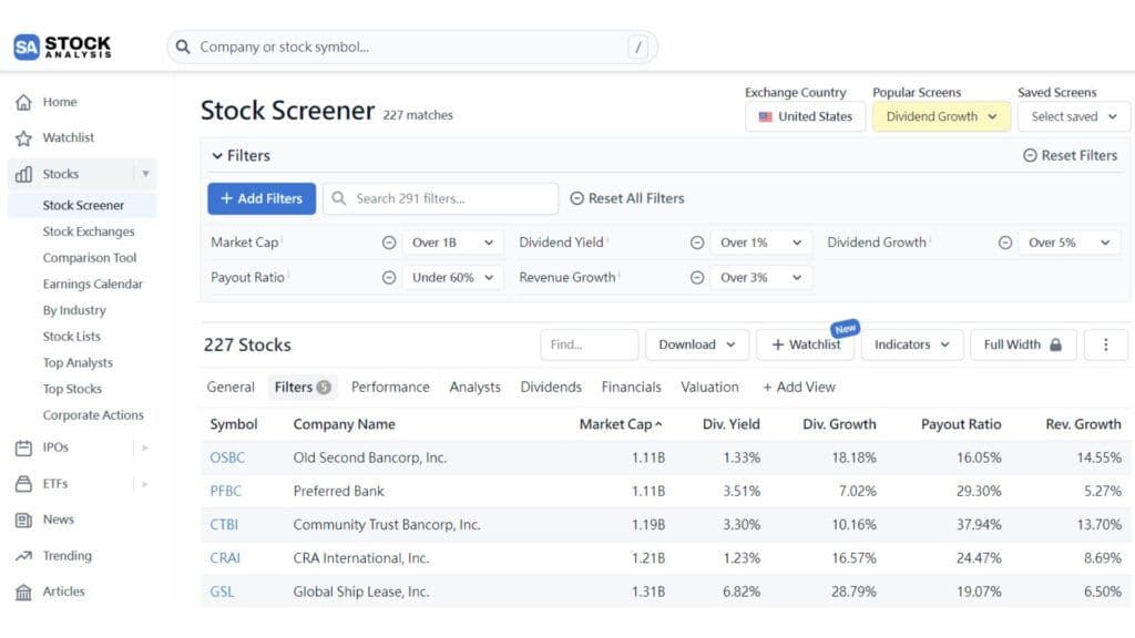 StockAnalysis Pro Screening Tool
