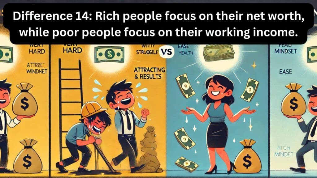 Difference 14: Rich people focus on their net worth, while poor people focus on their working income.