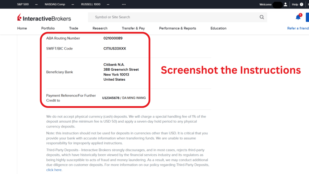 Create a deposit notification 7