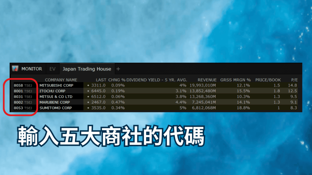 IB盈透證券如何在自選股加入日本五大商社 步驟2